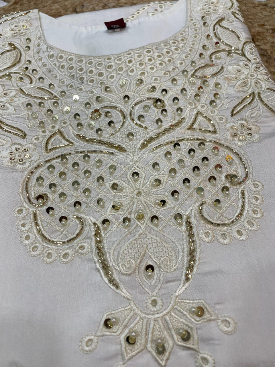 Pramukh Fab White Color Viscose Roman Kurta Set