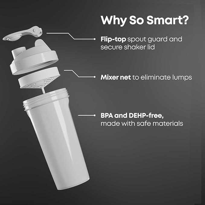 Smartshake Glossy 3-Pack Lite Protein Shaker Bottle 800 ml | 27 oz - Leakproof Screw-on Lid - BPA Free – Unisex - (Black, Deep Rose, Navy Blue)