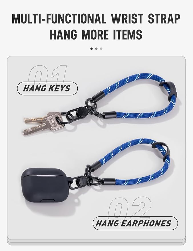 project-cb Phone Wrist Strap 1,Tether Tab 2,Phone Wristlet,Lanyard Wrist Strap,Key Holder,KeyChain,KeyRing×2(Blackshadow)