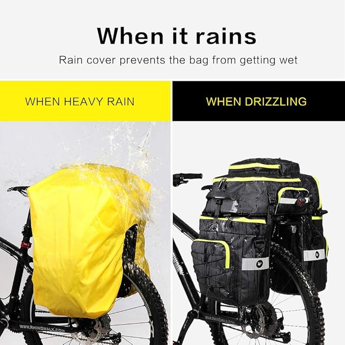 Rhinowalk Bike Pannier Bag Set for Bicycle Cargo Rack Saddle Bag Shoulder Bag Laptop Pannier Rack Bicycle Bag Professional Cycling Accessories 3 in 1
