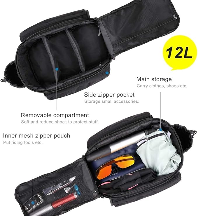 Rhinowalk Bike Bag Bike Trunk Bag Bike Pannier Bag,(for Bicycle Cargo Rack Saddle Bag Shoulder Bag Laptop Pannier Rack Bicycle Bag Professional Cycling Accessories)