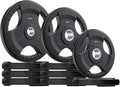 SPART Weight Plate 2-Inch Rubber Coated Olympic Grip Plate for Barbell,Solid Cast Iron Weight Plates in Pairs or Single for Strength Training,Weightlifting,Crossfit,Home Gym(5LB/10LB/25LB/35LB/45LB)