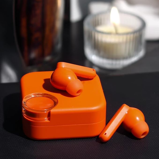 CMF Buds 2 Wireless Earbuds, 2025New Bluetooth Headphones with 48dB Hybrid ANC, Ultra Bass Technology Active Noise Cancellation Earphones, 55H Playtime, 6HD Mics, ChatGPT Integration Light Orange