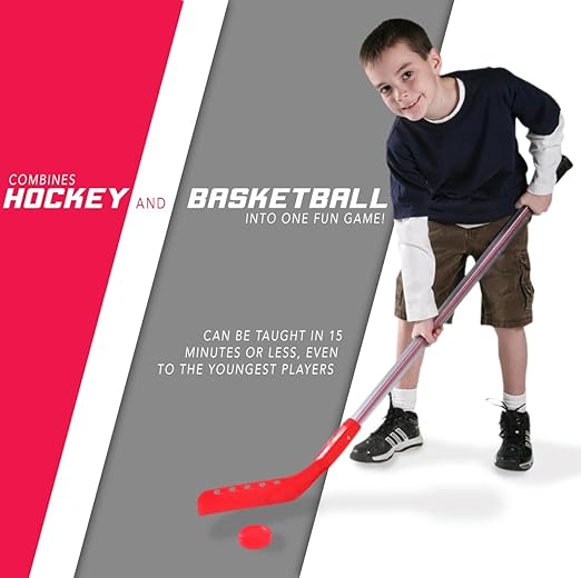 Cosom Senior Hockey Sticks for Floor Hockey and Street Hockey, 47" Standard Shaft, 20 Pieces Set with 12 Plastic Sticks, 2 Goalie Sticks, 3 Pucks and 3 Balls