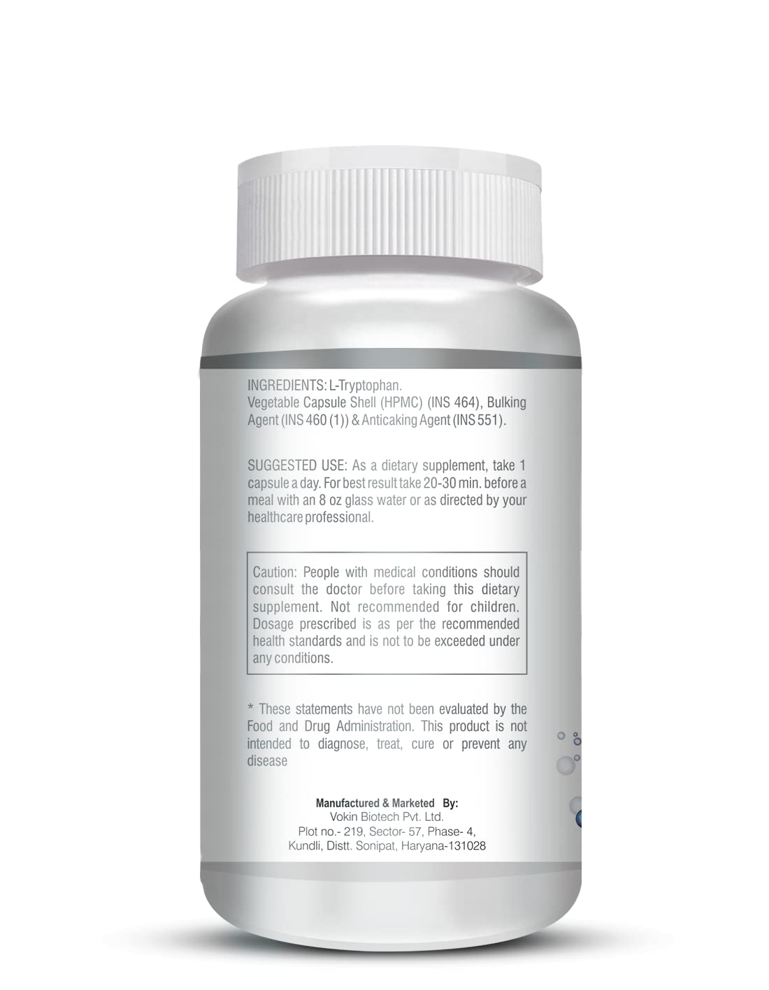 Vokin biotech L-Tryptophan – Support Positive Mood & Relaxation- 400mg