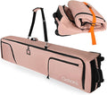 Goloni Ski Bag with Wheels,Padded Snowboard Bag for Air Travel,600D Waterproof Fabric,Foldable Snow Bag Fits 2 Pairs Skis
