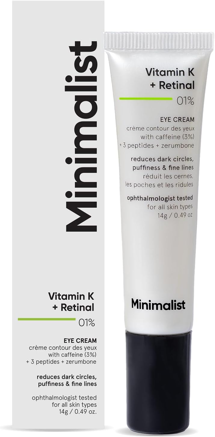 Minimalist 1% Vitamin K + Retinal Eye Cream for Dark Circles & Puffiness (14g / 0.49 oz)