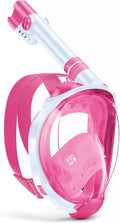 W WSTOO Kids Full Face Snorkel Masks,Suitable for Beginners Dry Top Snorkeling Gear,Can Your Mouth or Nose to Breathe,180 Degrees Panoramic View,Anti-Fog Anti-Leak,Summer Travel and Vacationing Gifts