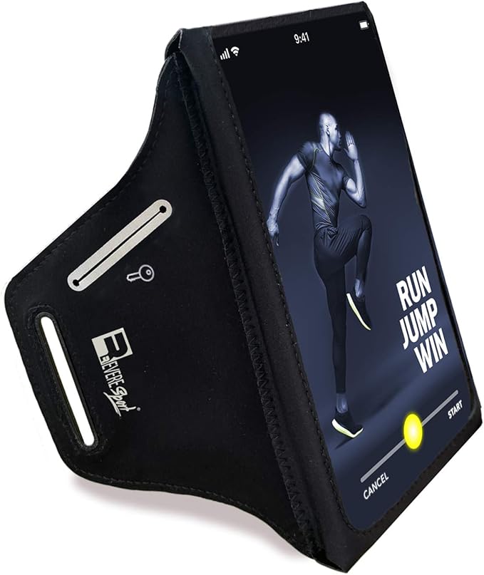 RevereSport Waterproof Running Armband for Phone with Case On (Otterbox, Lifeproof). Sports Phone Holder for iPhone 17/16/15/14/13/12/Max/Plus/Pro/AIR & Samsung S25/S24/S23/S22/S21/S20/Ultra (Large)