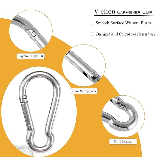 100Pcs 2.4" Carabiner Clip Spring Snap Hook, M6 2-3/8 Inch Heavy Duty Galvanized Steel Spring Snap Hook, Quick Link Keychain Clip for Keys Swing Set Camping Fishing Hiking Traveling(260 lbs Capacity)