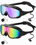 Rantizon Swim Goggles 2 Pack, Wide View Anti Fog&UV Swimming Goggles for Audlt, No Leaking Swim Glasses for Men Women Kids
