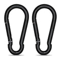 KINLINK 2 Pack Black Carabiner Clip, 4 inch Heavy Duty Spring Snap Hook, Caribeener Clips for Outdoor Camping, Swing Set, Hammock, Hiking Travel, Fishing, Weight Lifting Machine