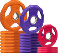 SPART Color Coded Weight Plate 2-Inch Rubber Coated Olympic Grip Plate for Barbell, Solid Cast Iron Weight Plates for Strength Training, Weightlifting, Crossfit, Home Gym, 2.5LB/5LB/10LB/25LB/35LB/45LB, Pair