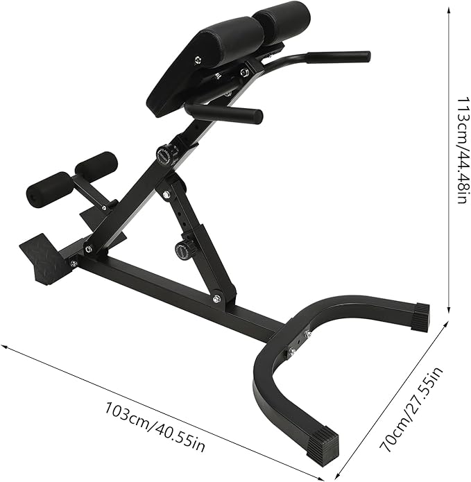 Roman Chair, Hyperextension Bench Roman Chair Adjustable Back Extension Machine Lower Back Exercise Equipment Multi-Functional Workout Bench for Home Gym Full Body Abs Glutes Core Muscles