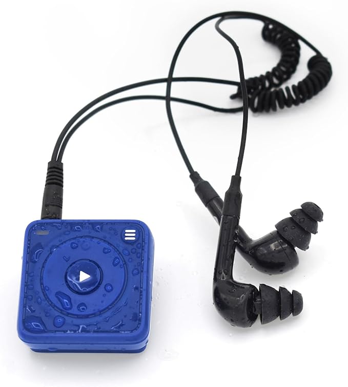 Mighty Wave Waterproof IPX7 Spotify & Amazon Music Player - Includes Waterproof Wired Headphones - Perfect for Swimming - Music + Podcasts