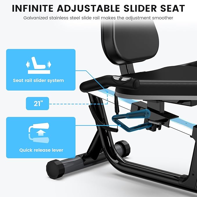 Recumbent Exercise Bike for Home,Recumbent Stationary Bikes for Adults & Seniors,Load Capacity of 400 pounds,Equipped with 16 Adjustable Gears, and Soft Adjustable Seats