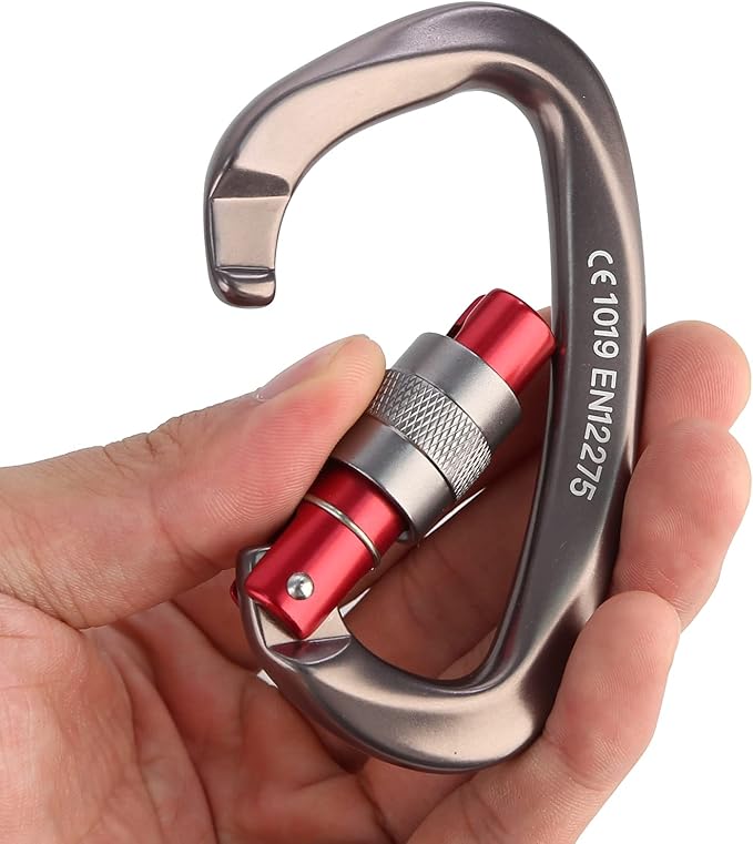 Screwgate Locking Carabiner Clip - Professional Rock Climbing Carabiner Screw Lock,Heavy Duty Carabiners for Climbing,Mountaineer,Hammock,Camping,Outdoor Equipment