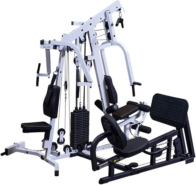 Body-Solid (EXM2500LPS) Multi-Station Home Gym Machine, Arm & Leg Strength Training Functional Exercise Workout Station, 210lbs. Weight Stack with Leg Press