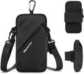 Phone Holder Arm Bands, Small Crossbody Shoulder Holsters Bag with Arm Band, Fits iPhone and All Cell Phones, Use for Running, Walking, Hiking & Biking (Plus Size,Black)