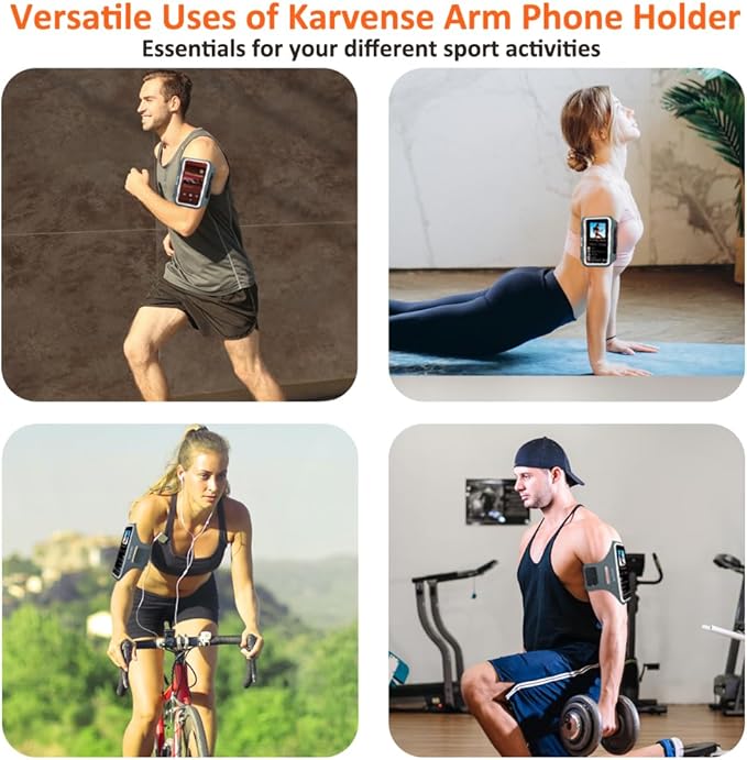 Phone Holder for Running-Arm Band for Running for iPhone & Samsung Galaxy, Cell Phone Armband Holder for Walking, Gym, Workout, Men, Women, w/Adjustable Strap & Zipper Pocket (Grey-M)