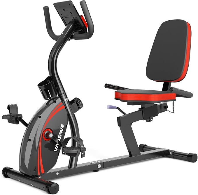 VANSWE Recumbent Exercise Bike, Recumbent Stationary Bikes for Home 400 LBS Weight Capacity, Exercise Bike for Home Seniors with Smart App and Bluetooth Connectivity, LED Display, Pulse Handle