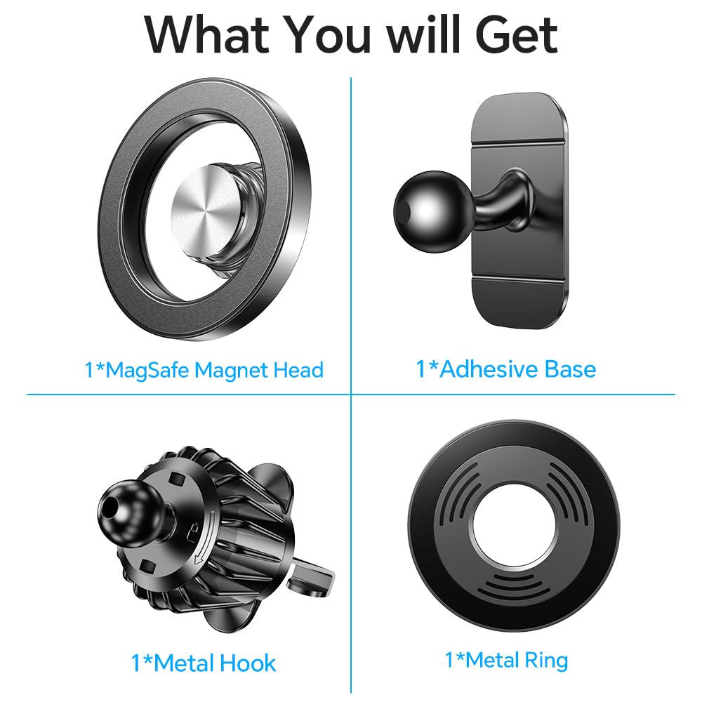 MagSafe Car Mount — 20 Strong Magnets Magnetic Dashboard Phone Holder for iPhone 17/16/15/14
