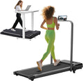 Walking Pad with Incline and Handle Bar, 3.0HP Portable Electric Walking Pads Treadmill with Handles for Home Small Spaces, 0.6-6.2 MPH Compact Small Under The Desk Treadmills Home, 320LBS Capacity