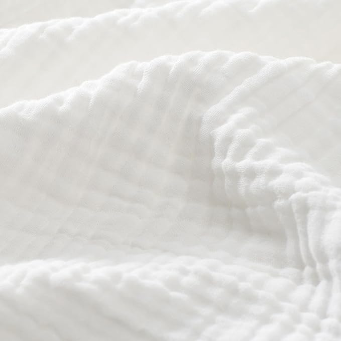 Carriediosa 100% Cotton Muslin Throw Blanket 66" X 90" Twin XL Size，4-Layers Summer Gauze Throws for Bed Couch，Soft Lightweight Breathable Linen Blankets Bedspread for Adults All Season，White