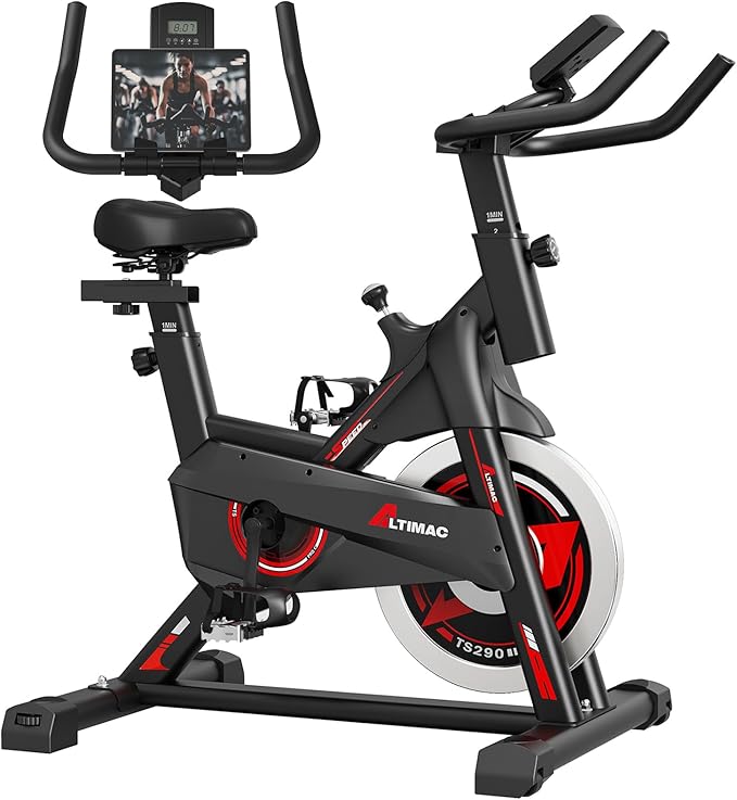Exercise Bike, Stationary Bike for Home/Indoor Cycling Bike Silent Belt Drive, Stationary Bike with 300lbs Weight Capacity w/Comfortable Seat Cushion & Tablet Mount