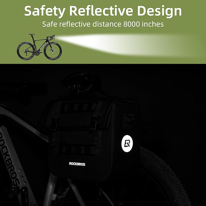 ROCKBROS Bike Panniers 15L Capacity Waterproof Bike Rack Bag Bicycle Panniers for Cycling Commuting Bikepacking Green 2PCS