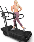 Curved Manual Treadmill, Non-Electric Curve Treadmill with 4 Resistance Levels, Self-Generated Air Runner with LCD, Commercial Motorless Treadmills for Home Gym, 450LBS Capacity, Black