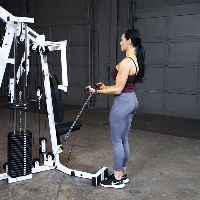 Body-Solid (EXM2500LPS) Multi-Station Home Gym Machine, Arm & Leg Strength Training Functional Exercise Workout Station, 210lbs. Weight Stack with Leg Press