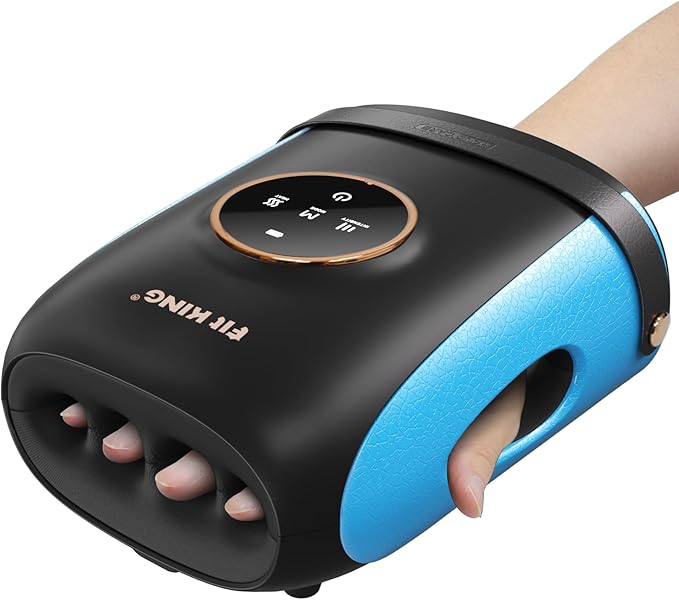 FIT KING Hand Massager, Finger Wrapped Design for More Relaxation, Large Space for Both Men and Women, Ideal Gift (Blue)