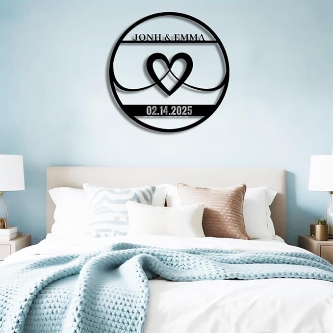 Personalized Wedding Metal Name Sign | Custom Wall Art Gifts for Couples | Custom Metal Signs |Engagement Gift | Anniversary Wedding Date Sign | Bedroom Decor for Couples