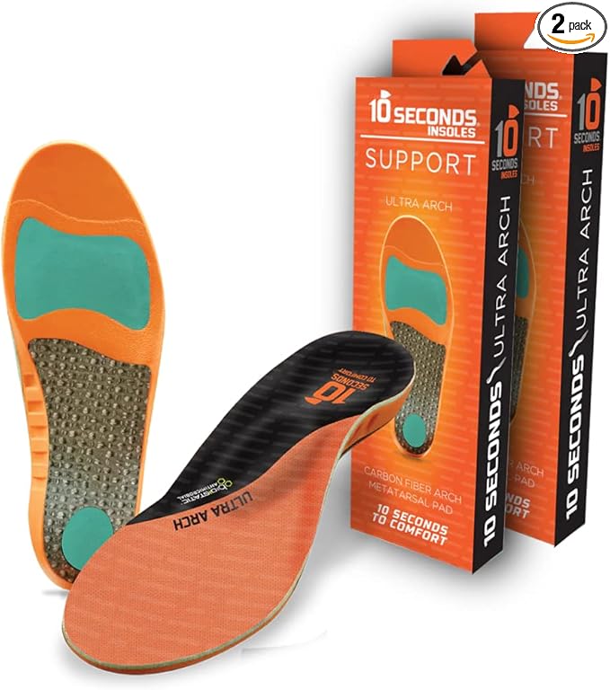 3810 Ultra Arch Support – Foam Cushion Insoles for Men & Women w/Metatarsal Pad, Plantar Fasciitis Relief, Morton's Neuroma Metatarsalgia Orthotics, Heavy Impact Shoe Insert (M 7, W 9) 2-Pack