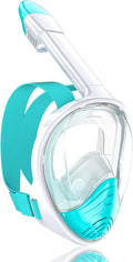 QingSong Full Face Snorkel Mask for Adults, Snorkeling Gear with Camera Mount, 180 Degree Panoramic View Snorkel Set Anti-Fog Anti-Leak
