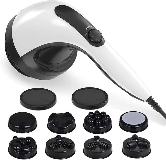 Body Sculpting Machine - 7-Speed 8-Head Electric Cellulite Massage & Lymphatic Drainage Device with Lipo Roller, Handheld Full-Body Massager Vibra for Belly, Butt, Arms, Legs, Home Use(White)