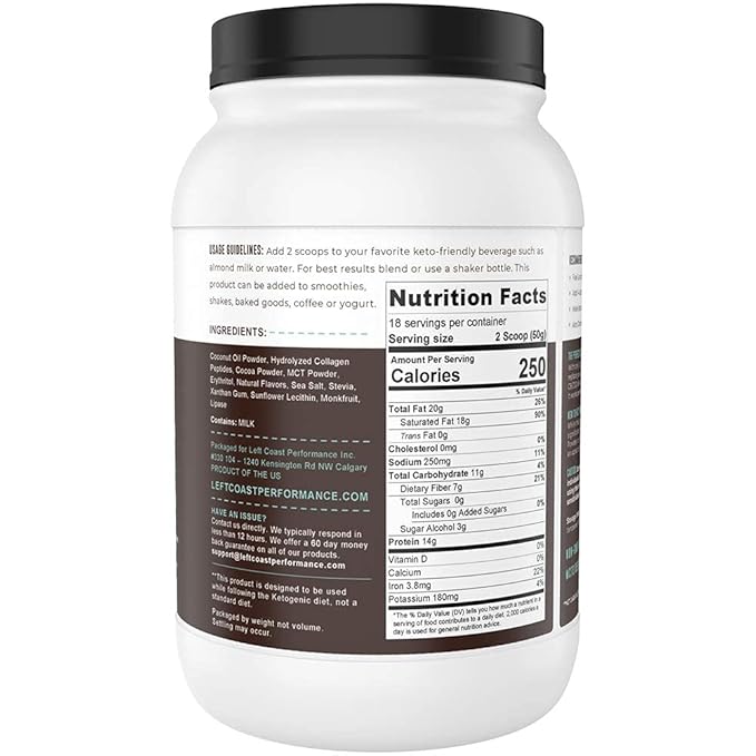 Keto Meal Replacement Shakes, Chocolate, 2lbs, Low Carb Keto Protein Shake Mix, MCT Powder, Grass Fed Hydrolyzed Collagen Peptides, Keto Breakfast Shake, 20g Fat, 14g Protein, 1 Net Carb, Zero Sugar