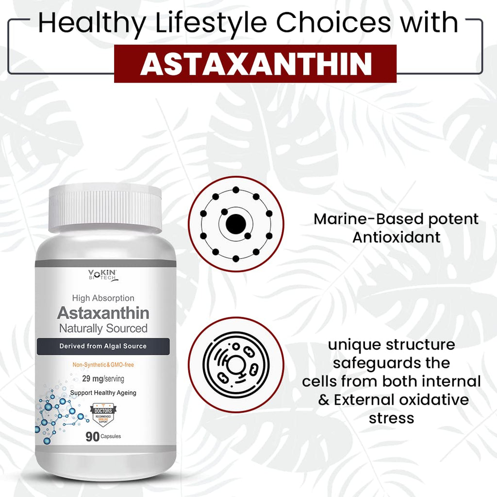 Vokin Biotech Astaxanthin 29mg - Naturally Sourced from Algae - Non-Synthetic - Best or Healthy Ageing