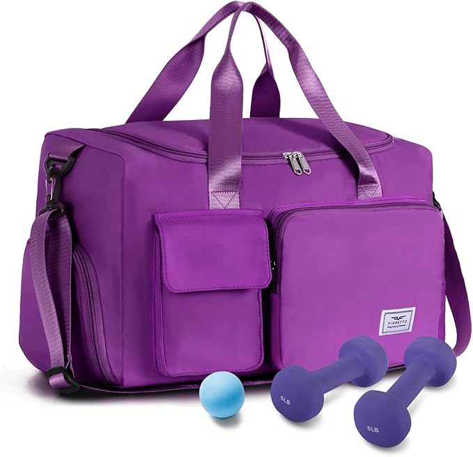 FIORETTO Women's Gym Duffle Bag with Shoes Compartment, 37L Capacity, Ideal for Travel, Gym, Sports, Duffel, Weekender