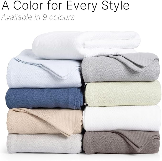 100% Cotton Herringbone Blankets, 66"X90" Twin, Throw Blanket for Bed, All Season Cotton Blanket, Cozy Blanket,Throws & Bed Blanket, Throw Blanket for Couch, Modern Home Decor -Charcoal Grey