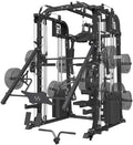 Commercial SmithMachine with Smith Bar, Home Gym Station with Dual Weight Stacks, 4000LBS Power Cage Squat Rack with Lever Arm, Leg Press, LAT Pull Down, Cable Crossover Machine for Full Body Training