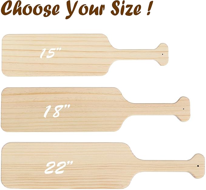 BATTIFE 15 Inch Greek Fraternity Paddle, Unfinished Solid Pine Wood Paddles, Wooden Sorority Frat Paddle for Arts Crafts