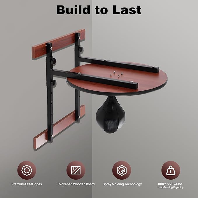 Speed Bag Platform Kit Heavy Duty, Adjustable Height Wall Mount Professional Boxing Training Equipment with Punching Ball, Punching Striking Kit Suitable for Boxing and Fitness Enthusiasts