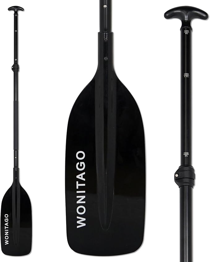 Canoe Paddles Aluminum Paddle with Plastic Blades Floating Adjustable Canoeing and Boating Oars, 122-152 cm/4-5 Ft, Black/Yellow