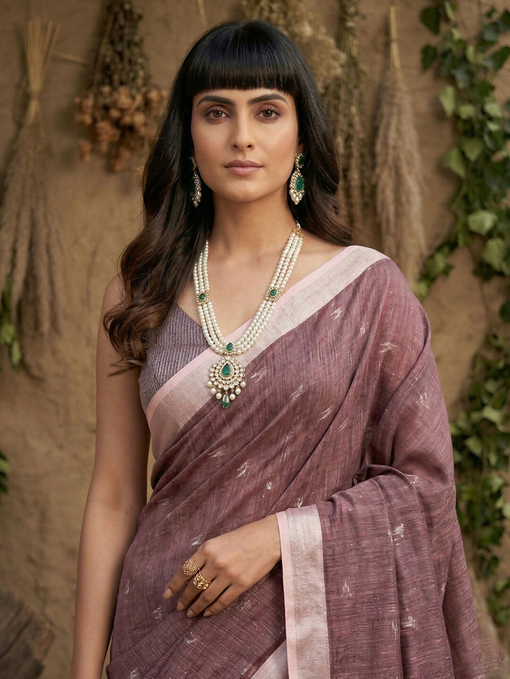 Shree Shyam Fashion Purple Linen Cotton Saree