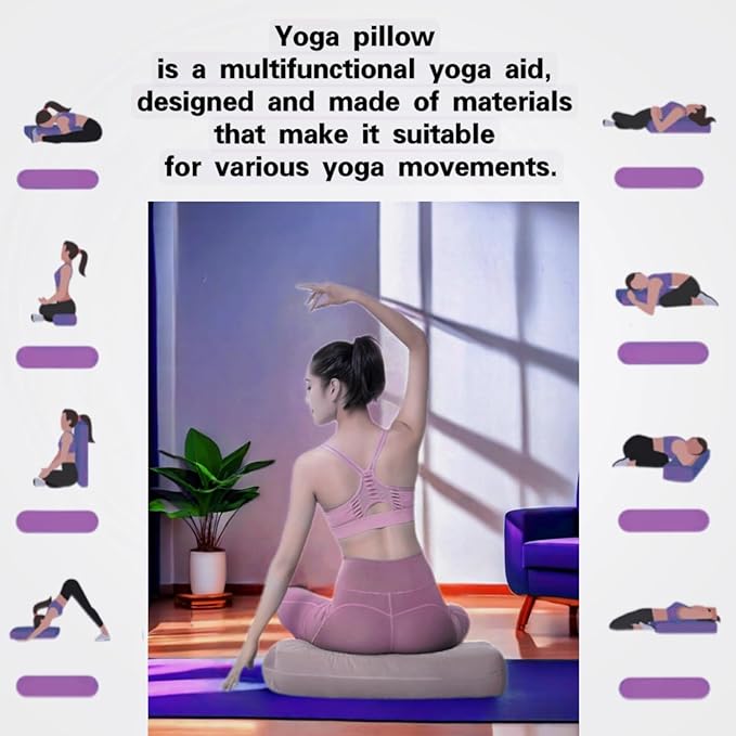 NGT new guide steps Yoga Bolster Pillow for Meditation and Support - Rectangular Yoga Cushion Foam Wedges Washable Suede Pillowcase for Men and Women with Carry Handles.…