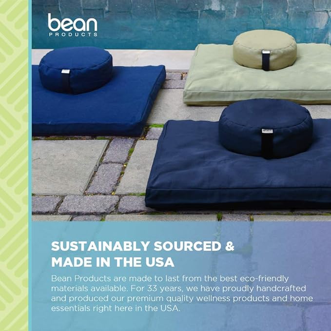 Bean Products Meditation Cushion - Zabuton Meditation Pillows for Sitting on Floor, Yoga Cushion, Cotton Yoga Pillow, Zen Kneeling Prayer Pad- Made in USA - Premium 32x26x3, Black