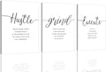 Canvas Grind Quote, Hustle Grind Execute, Inspirational Print, Office Wall Art, Large Poster, Motivational Wall Art, Office Decor Set of 3 Prints (16x24in x 3pcs)