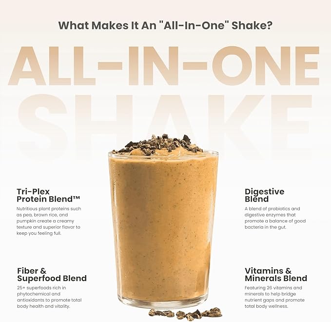 310 Nutrition Organic All-In-One Meal Replacement Shake Powder - Plant-Based Protein Smoothie Blend w/Fiber, Probiotics & Adaptogens - Low Carb, Vegan, Keto & Paleo - Caramel - 14 Servings